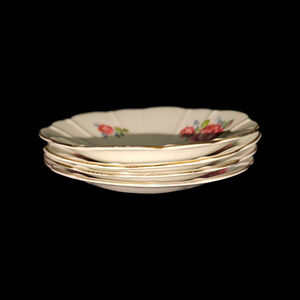 Royal Stuart Floral Saucers Set of 4 Gold Trim England Vintage